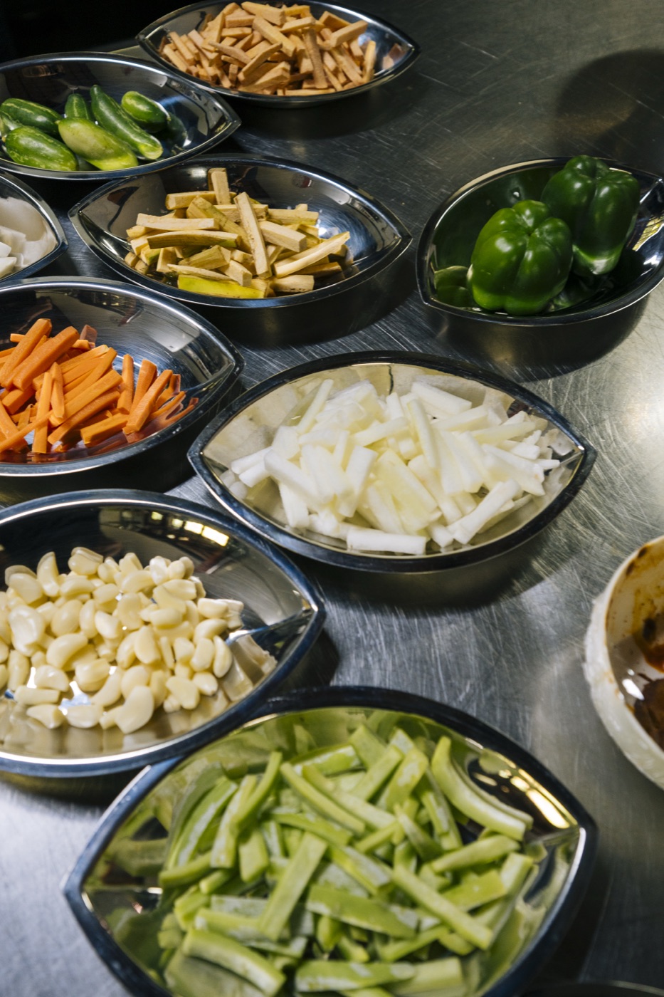 Fresh-cut vegetables ready for the pot