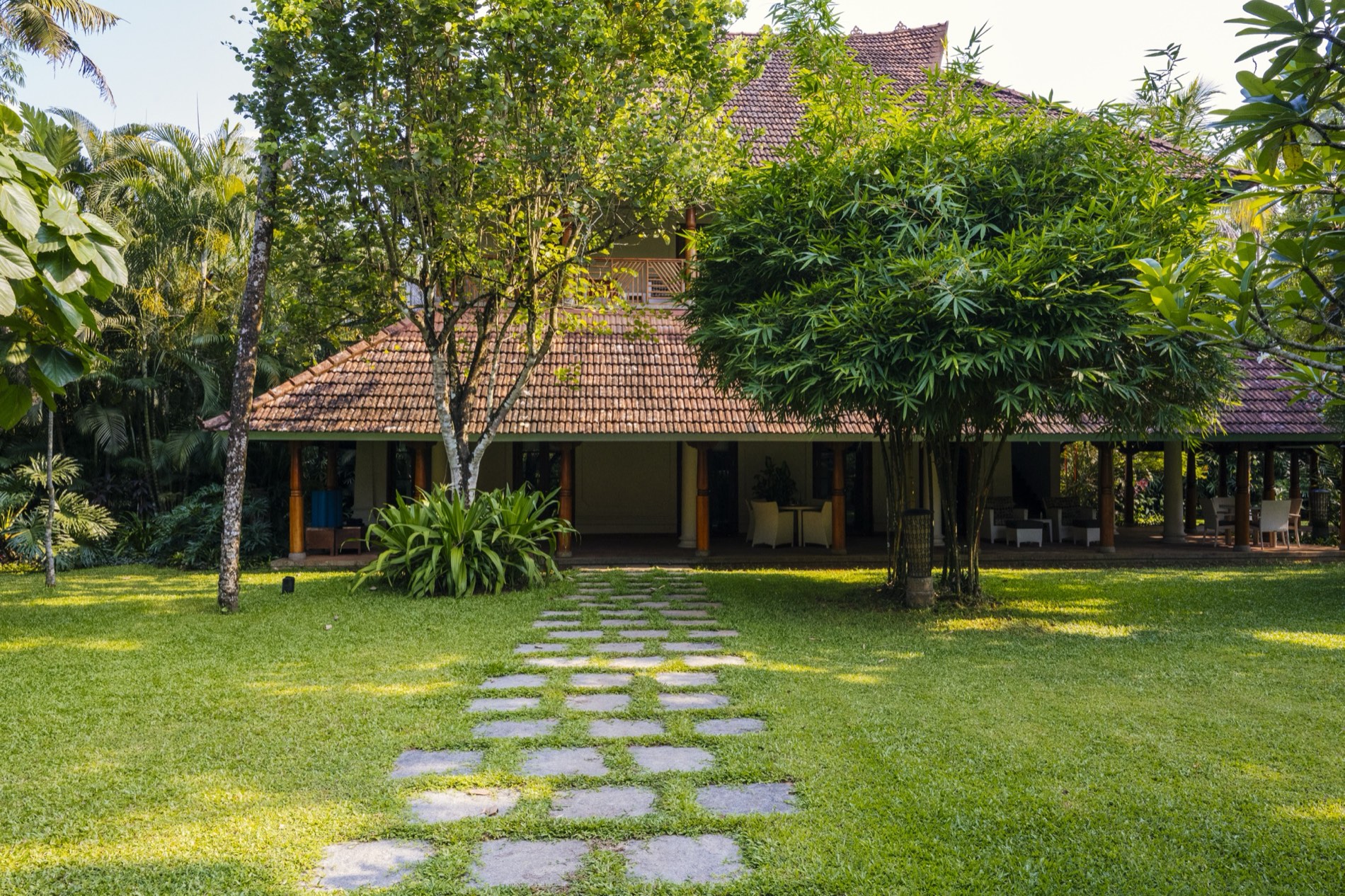 Indian Summer House and its lawns at golden hour