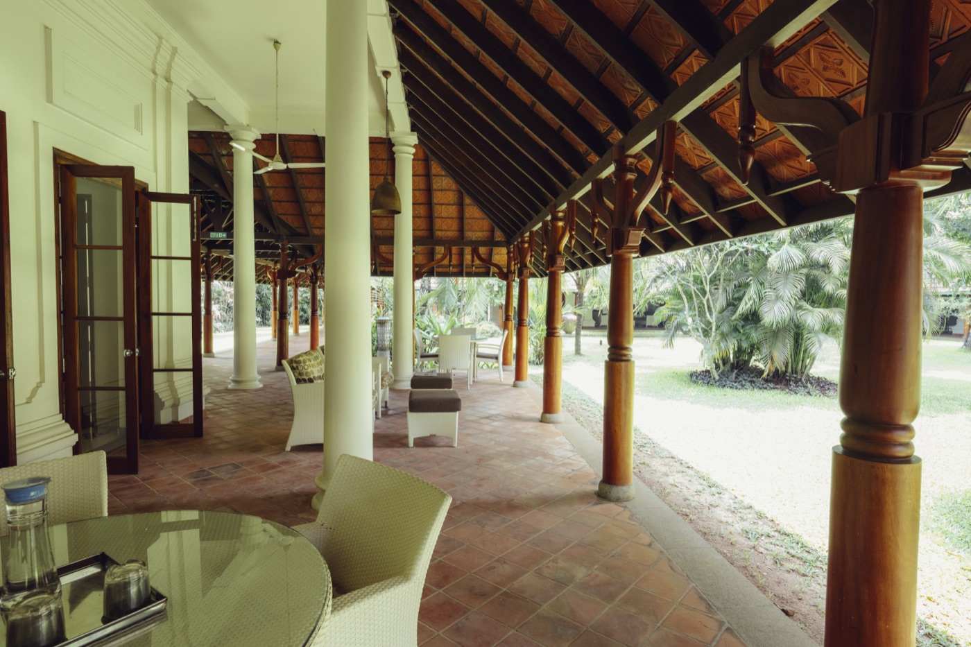 The colonnaded veranda