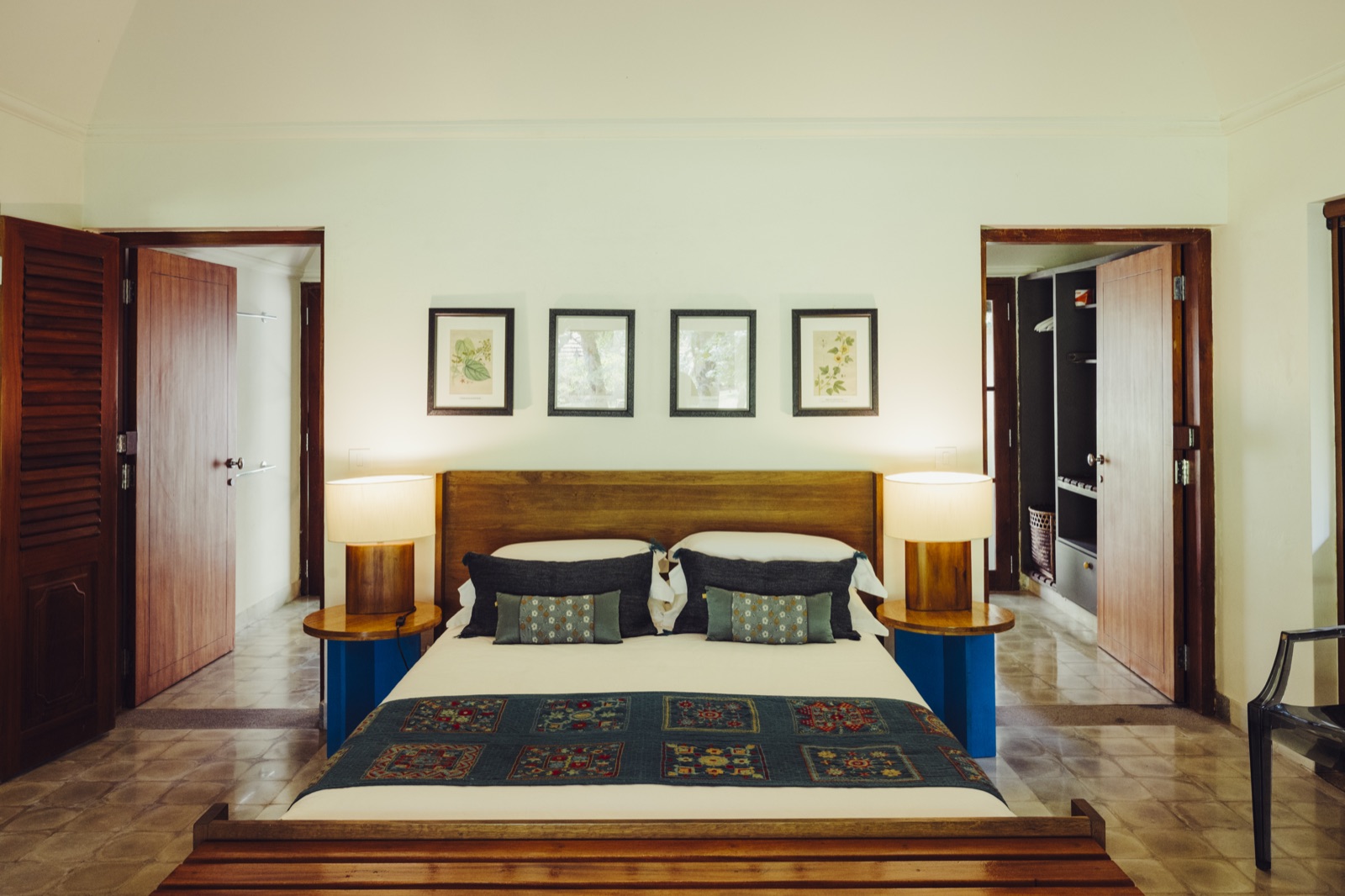 The Ganesh king bed with botanical prints