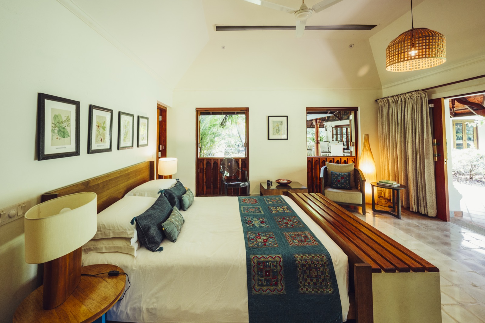 The Ganesh room opening through shuttered doors to the garden