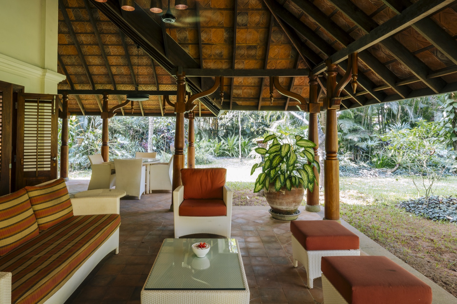 The pillared garden pavilion beside the Hanuman room