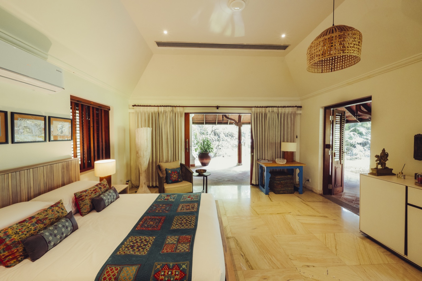 The Hanuman room opening to the garden veranda