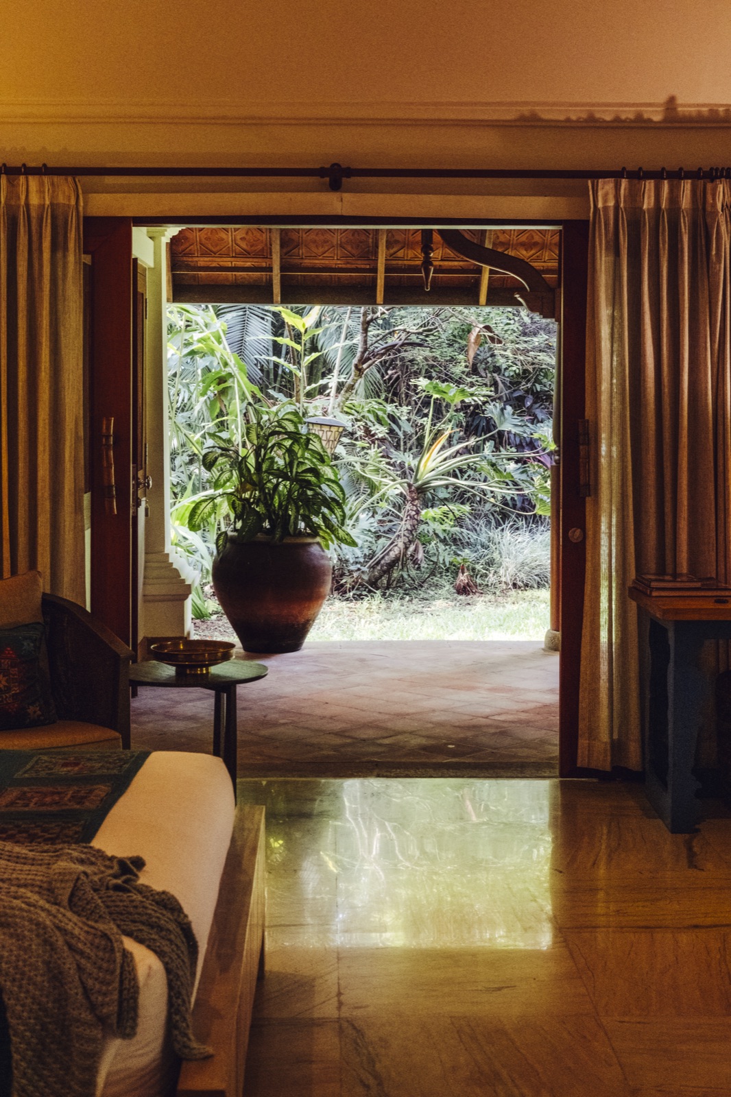 The view from the Hanuman bed out to the jungle garden