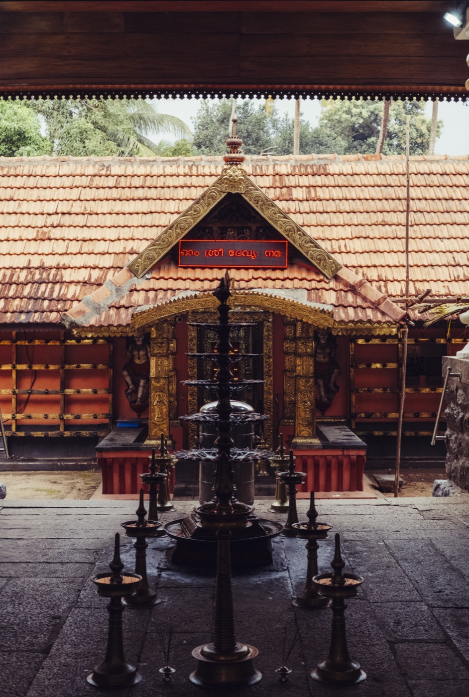 The local temple with tiled roofs