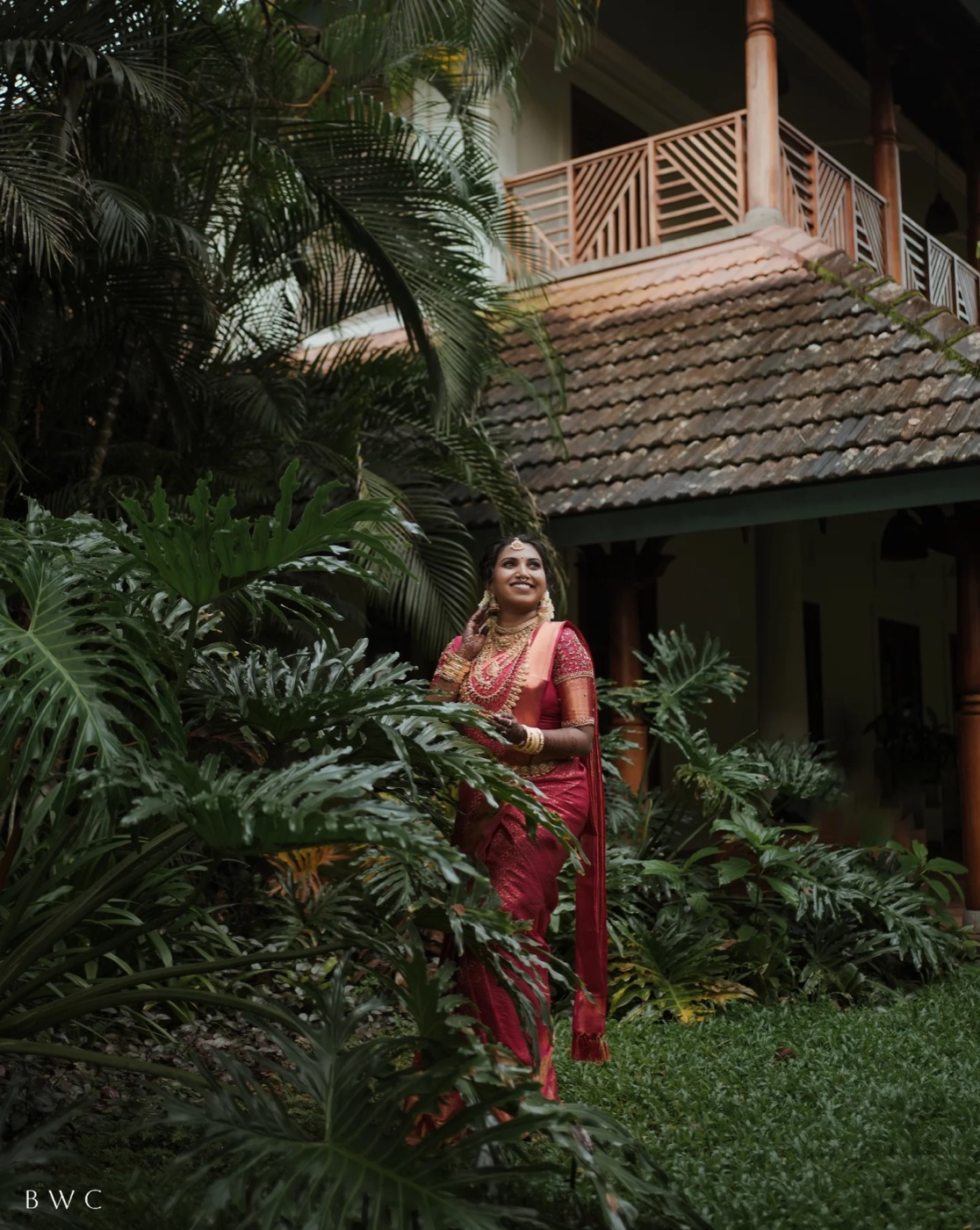 A bridal portrait on the veranda