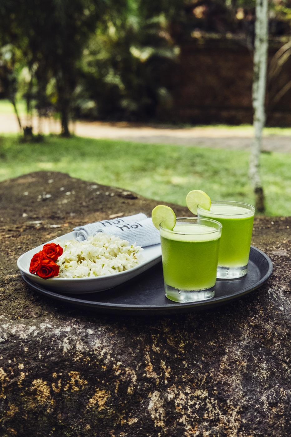 Welcome drinks served on the lawn